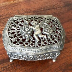 Small vintage silver Cherub trinket box